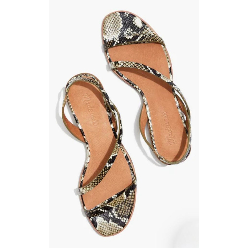 Madewell The Heidi Slingback Sandals in Snake Embossed Leather Size 6M NWT